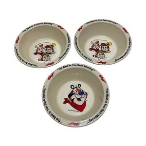 Three Piece Set Vintage 1995 Kellog’s Cereal Bowls. Tony the Tiger and Snap, Cra